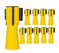 10 Pcs Retractable Traffic Cone Topper Tape - 3 Meter | Cone Belt Barrier Tape Yellow | Cone Mountable Emergency Warning Belt | High Visibility Yellow Retractable Topper for Traffic Cone