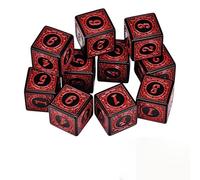 10 Pcs Retro Style D6 Dice Set Red Acrylic Engraved Number Dices Numbers Multi-Purpose Dice Sets for Math Learning Rolling RPG Tabletop Role Playing Dice Game Accessories