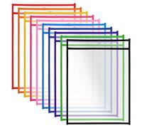 10 Pcs Reusable Dry Erase Pocket Folders 10 Colors, Plastic Paper Holders Sheet Protector, A4 Clear Dry Erase Sleeves, Write and Wipe Clean Pouches Pockets for School Work Use Supplies (PET)