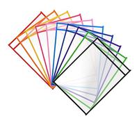 10 Pcs Reusable Dry Erase Pocket Folders 10 Colors, Plastic Paper Holders Sheet Protector, A4 Clear Dry Erase Sleeves, Write and Wipe Clean Pouches Pockets for School Work Use Supplies (PVC)