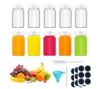10 Pcs Reusable Glass Shot Bottles (2oz/60ml) - Leakproof & Dishwasher Safe Empty Mini Ginger Bottles, Juice Drinking Glasses with Secure Lids - Portable Travel Shots for Camping, Parties, Bar, Gifts