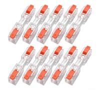 10 Pcs Reusable Wire Connectors, Tool-Free Double Wire Quick Clamp Terminals, Safe PA66 Nylon Electrical Stopper, For LED Lights, Lamps, Fans And Switch Wiring Connections(Transparent Orange)