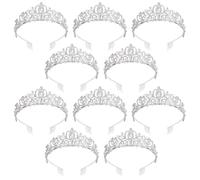 10 Pcs Rhinestone Wedding Tiaras And Crowns, Silver Alloy Princess Headbands With Combs, Perfect For Brides And Parties