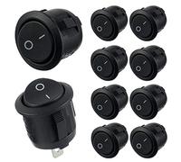10 pcs Rocker Switch, 2 Pins 2 Position On/Off Switch Round Press Toggle Button SPST 2Pin Switch Snap-in Latching Mini Toggle Switch AC 6A/250V 10A/125V for Car Auto Boat Household Appliances