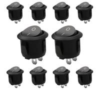 10 Pcs Rocker Switch Round Toggle Electrical Switch ON/Off 20mm AC 6A/250V 10A/125V Mini SPST 2-Pin Rocker Switch Car Replacement Switches with Press Button for Car Boat Homehold Application