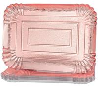 10 PCS Rose Gold Rectangle Trays, Heavy Duty Disposable Paper Cardboard for Platters, for Elegant Dessert Table Serving Parties, Cupcake Display, Birthday Party, Dessert, Valentines Day Weddings