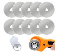 10 PCS Rotary Cutter Replacement Blades, 45mm Universal Type | Heavy Duty Spare Cutting Blades for Fabric, Paper, Leather & Cardboard, Fits Olfa, Fiskars & Turecut Rotary Cutters