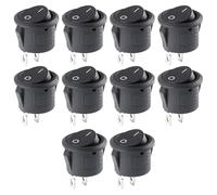 10 Pcs Round Rocker Switch,Black 12v Electrical Switch,2 Pins Car On/Off Switches,6a/250v 10a/125v Snap-In Latching Press Button Light Switches,Replacement Switch for Auto Boat Homehold Application