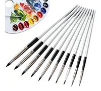 10 Pcs Round Tip Paint Brushes, Synthetic Artist Brush Set, Easy Cleaning Fine Detail Painting Brushes for Watercolour, Acrylic, Oil, Gouache, Beginner Art Supplies