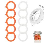 10 Pcs Rubber Jar Seals Replacement, 3.74in Silicone Mason Canning Jar Gaskets Seal Airtight Seals Rings for 0.5l 1l 2l 0.35 Litre Storage Gasket Glass Jars Cans(White, Orange)