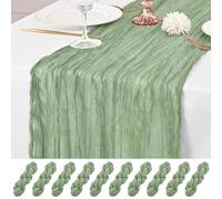 10 Pcs Sage Green Table Runner 10Ft Cheesecloth Table Runner 21x120 inch Rustic Gauze Table Runners Romantic Long Sheer Fabric Cheese Cloth Table Runners for Wedding Party Bridal Baby Shower