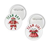 10 Pcs Santa Baby Gender Reveal Button Pins, Christmas Team Boy or Team Girl Badge Pins, Our Little Santa Baby Is On The Way Stain Brooch Button for Winter Gender Reveal Party Decorations