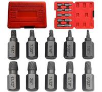 10 pcs Screw Extractor Set, BOSOIRSOU Broken Head Screw Hexagon Socket Bolt Removal Tool Easy Out Stripped Screw Extractor Set Stud Extractor for Stripped Broken Rounded Bolts, Screws, Studs - Red