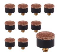 10 PCS Screw on Cue Tips, Leather Pool Cue Tips 13mm Replacement Billiard Cue Tips for Pool Cues and Snooker (Brown)