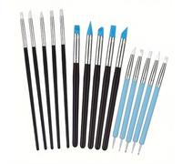 10 Pcs Sculpting Tools, Modeling Clay Carving Tools Set, Silicone Paint Brush, Silicone Paint Brush for Pottery Craft Pottery Craft, Nail, Blending, Rock,Drawing Art Projects (15)