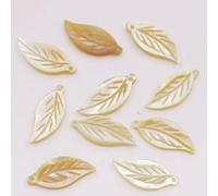 10 PCS Sea Shell Natural Yellow Leaf Mother of Pearl Pendants 9mmX20mm
