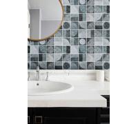 10 Pcs Self-adhesive 3D Geometric Pattern Square Wall Tile Stickers Living and Home Grey One Size