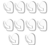 10 PCS Self Adhesive Plastic Wall Hooks - Small Extra Sticky Transparent Stick on Hooks for Hanging No Drilling for Kitchen Bathroom