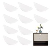 10 Pcs Self-Adhesive Pull Handles, Auxiliary Plastic Punch-Free Stick on Pull, Strong Instant No Drilling Cabinet Knobs, Half Moon Self-Stick Push Pull for Drawer Window Door Wardrobe (White)