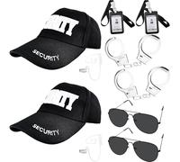10 Pcs Service Costume Kids Playing Cosplay Secret Security Guard Dress up Sunglasses Black Hat Earpiece Acoustic Tube Headset for Halloween Outfit FBI Toys Spy Police