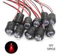 10 Pcs/set 12v 10mm Pre-wired Constant Led Ultra Bright Water Clear Bulb Cable 20cm Prewired Led