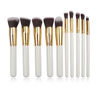 10 Pcs/Set Multi-Function Makeup Brush Kit Mini Beauty Makeup Tools Cosmetic Brushes Perfect Gift for s Ladies White + Golden Practical and Popular Durable processing