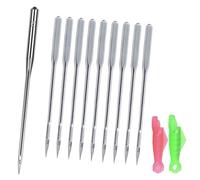 10 Pcs Sewing Machine Needles, Universal Size 14 Iron Alloy Sewing Needles, Compatible with Kind of Home Sewing Machine with 2 Needle Threaders and Storage Bottle for Embroidery Leather Jeans