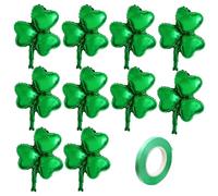 10 Pcs Shamrock Foil Balloons, 45 * 49cm shamrock balloon Large Green Clover Lucky Irish Themed Balloons for St Patricks Day Festival Holiday Party Indoor Outdoor Decorations