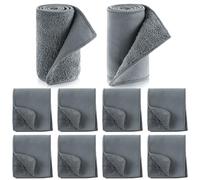 10 Pcs Shine Shoes Cloth Kit Polish Dauber Applicators Cleaning Leather Shoes Boots Microfiber Care Cloths Suede Cleaner, Grey, 3.9 x 19.7 inch