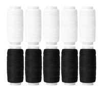 10 PCS Shirring Elastic for Sewing, Elastic Sewing Thread Set, Strong Stretch Polyester Elastic Cord 25m Per Spool for Sewing Machine Smocking Shirring Knitting Clothes Craft Making, Black White