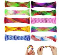 10 Pcs Silent Fidget Toys,Relief Stress Anxiety School Fidgets Sensory Squishy Toy Marble Mesh Tube With Stone Ball Quiet Cheap Small Reliever Multipack Color Tubes,For Relieving Calm Decompression