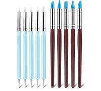10 Pcs Silicone Clay Sculpting Tools Set - 5 Blue Silicone Brushes and 5 Dotting Pens for Pottery, Ceramics, Nail Art, Polymer Clay - Multi-Size Dual-Tip Modeling Tools Kit