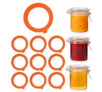 10 Pcs Silicone Jar Gaskets Seals Replacement,SiliconeStorage Compatible with Kilner Jars Glass Cans Replacement Jar Gaskets Grade Silicone Sturdy Soft and Elastic Keep Food Freshness (Orange)