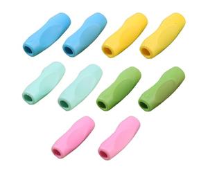 10 Pcs Silicone Pencil Grips, Ergonomic Pen Grips for Kids & Adults, Soft Non-Slip Writing Aid for Handwriting, Drawing & Colouring, 5 Colours, Fits Standard 7mm Pencils