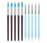 10 PCS Silicone Polymer Clay Sculpting Tool Pen Rubber Tip Color Shaping Wipe Out Carving Pen Brush Modeling Dotting Tool Pottery Craft