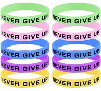 10 Pcs Silicone Wristbands, Inspirational Rubber Band Bracelets, Wristbands Sweatbands Glow-In-The-Dark, Never Give Up Wrist Bands For Men, Personalised sDeft Processed