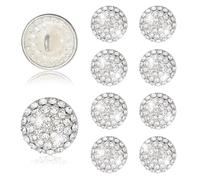 10 Pcs Silver Buttons, 15mm Silver Rhinestone Buttons for Clothes, Decorative Diamante Crystal Button for Sewing Clothes, Blazer, Coat, Shirt, Jacket, DIY Crafts Decorations