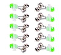 10 PCS Silver Fishing Rod Bells Double Bell 1.89 Inch Green Galvanized Fish Bite Alarm Portable Reusable Bite Indicator for Night Fishing Bite Indicators