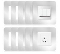 10 Pcs Silver Light Switch Surround - Decorative Switch Cover Stickers with 40 Double-Side Adhesive Pads, Self-Adhesive Wall Decor for Home Interior Decoration UK