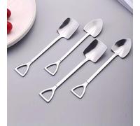 10 Pcs Silver Superior Dessert Spoon Set, 4.8" Shovel Shape Stainless Steel Spoons, Ice Cream Fruit Spoon for Home, Kitchen or Restaurant Dessert Spoons