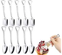 10 Pcs Silver Superior Dessert Spoon Set, 4.8" Shovel Shape Stainless Steel Spoons, Ice Cream Fruit Spoon for Home, Kitchen or Restaurant Dessert Spoons