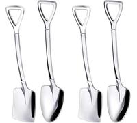 10 Pcs Silver Superior Dessert Spoon Set, 4.8" Shovel Shape Stainless Steel Spoons, Ice Cream Fruit Spoon for Home, Kitchen or Restaurant Dessert Spoons
