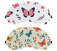 10 PCS Sleep Eye Mask for Side Sleeper, Sleeping Mask, Colorful Butterfly and Flower Green Background Light Blocking Eye Mask, Soft Eye Shade Cover for Travel. Nap, Plane.Travel