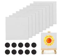 10 Pcs Small Canvases for Painting,10x10cm Blank Canvas Board with 1 Mini Canvas Easel,Small Canvases for Acrylic Oil Watercolor Tempera Art Projects Fridge Blackboards DIY