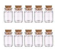 10 Pcs Small Glass Bottles with Cork Lids, Mini Glass Bottles with Stoppers Empty Spell Jars Small Message Bottle Tiny Wishing Bottle Miniature Potion Bottles for DIY Crafts Decoration Wedding Party