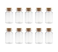 10 Pcs Small Glass Bottles With Cork Lids, Mini Spell Jars, Empty Message and Wishing Bottles, Miniature Potion Containers for DIY Crafts, Decoration, Wedding Party