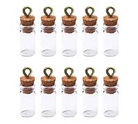10 PCS Small Glass Bottles With Cork Lids, Mini Stoppers Snuff Kit 1ml Empty Spell Jars Miniature Potion Bottles Small Message Tiny Wishing for DIY Crafts Decoration