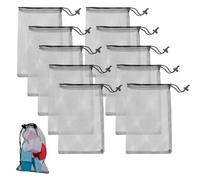 10 PCS Small Mesh Drawstring Bag 30x20cm Multi-Purpose Nylon Mesh Bag Drawstring, Cord Lock Closure, Laundry Net Bag for Laundry, Gym, Beach, and Travel, Set of Small Gym Bag for Sports Equipment