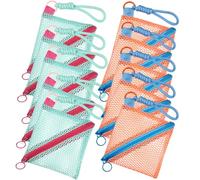 10 Pcs Small Mesh Zipper Pouch with Lanyard, Square Transparent Mini Pouch Cosmetic Bags Bulk for Makeup Toiletries& Small Items, Portable Storage Organizer for Daily Travel Office (Mix 2)