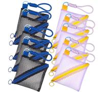 10 Pcs Small Mesh Zipper Pouch with Lanyard, Square Transparent Mini Pouch Cosmetic Bags Bulk for Makeup Toiletries& Small Items, Portable Storage Organizer for Daily Travel Office (Mix 14)
